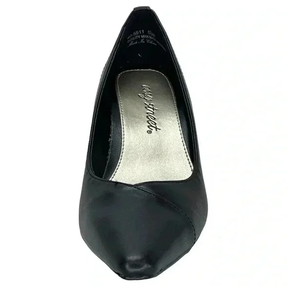 Easy Street Chiffon Black Faux Leather Womens Heels Size 5.5M - Picture 6 of 14